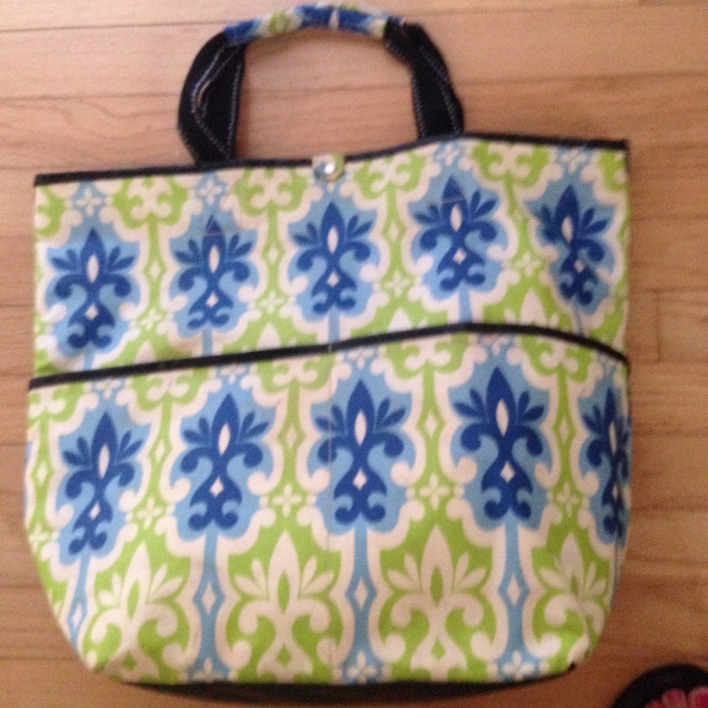 scout tote rare coated cotton quilted blue green